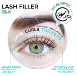 Close up of an eye showing Lash Filler lifts, curls and thickens
