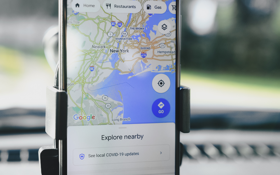 Google maps on a cell phone. A Google Business Profile that is optimized will help customers find a business in maps and search. 