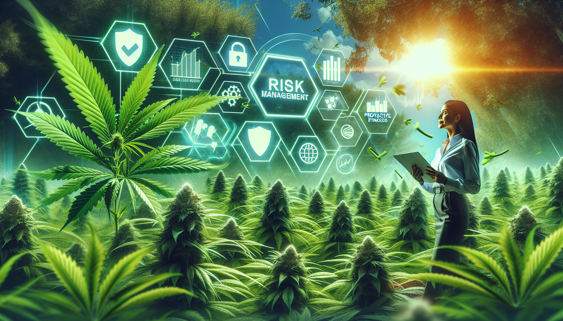 An illustration illustrating effective risk management strategies in the cannabis industry.
