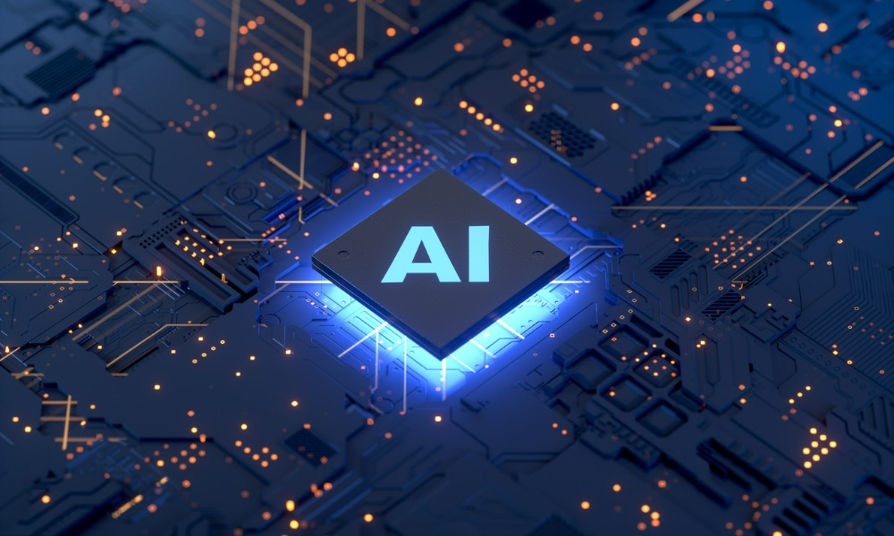A visual representation of AI and blockchain technology working together.