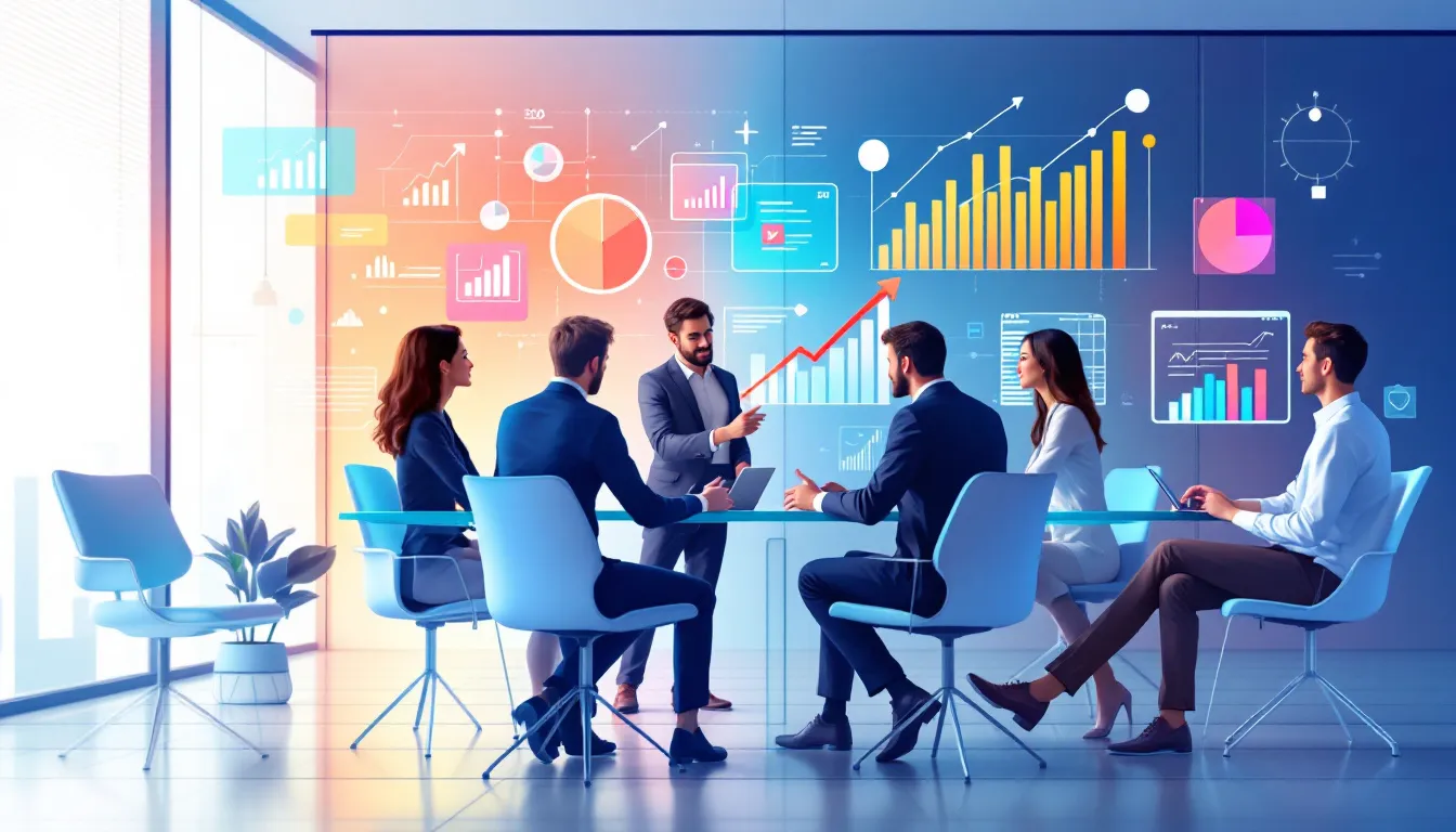 A business team discussing SEO strategies for Brisbane businesses. A business team discussing SEO strategies for Brisbane businesses.
