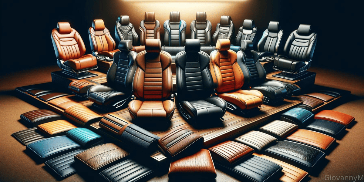 Small sections of different types of leather seats, spot test.