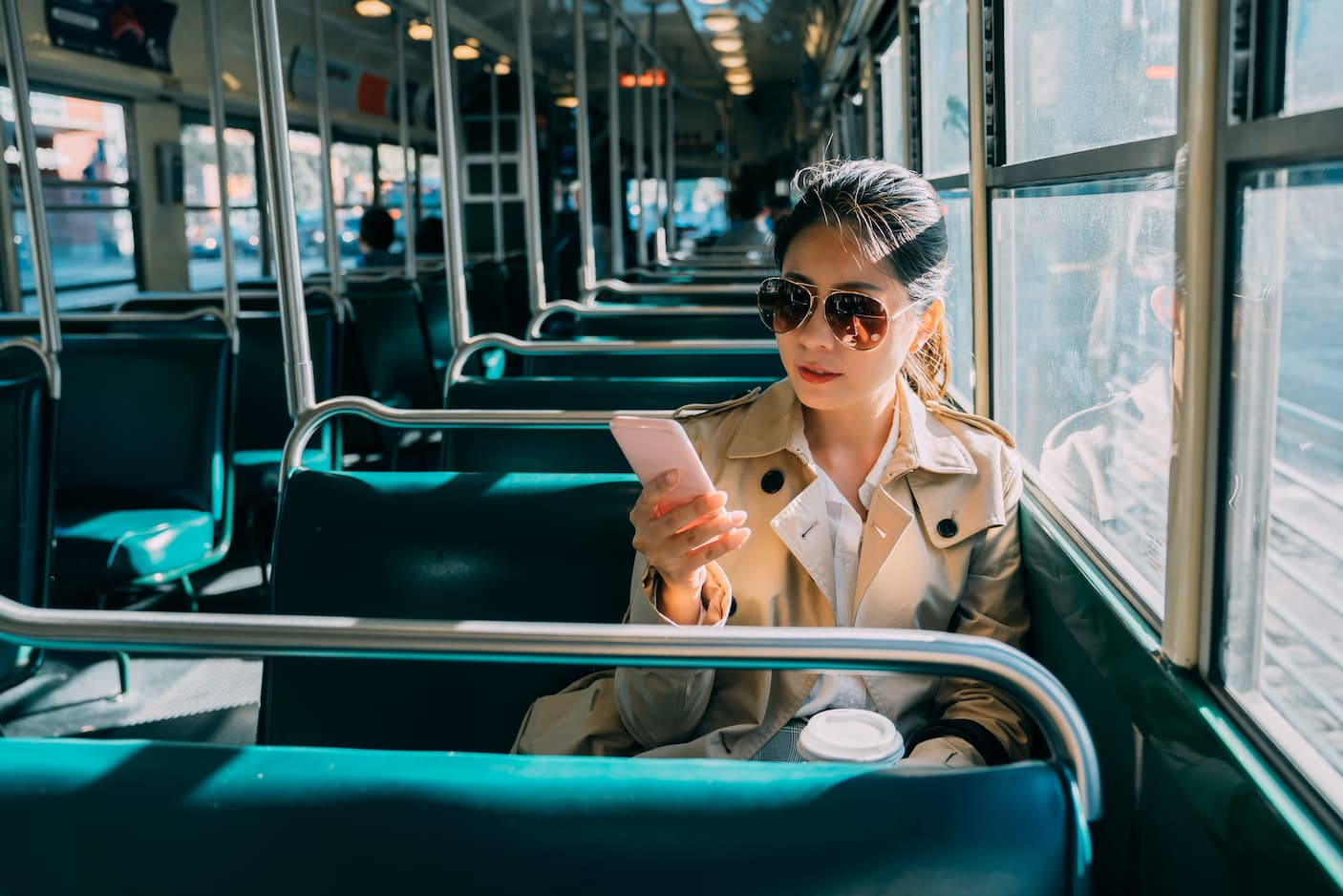 It's easy to make money on your phone by taking surveys on the bus. 