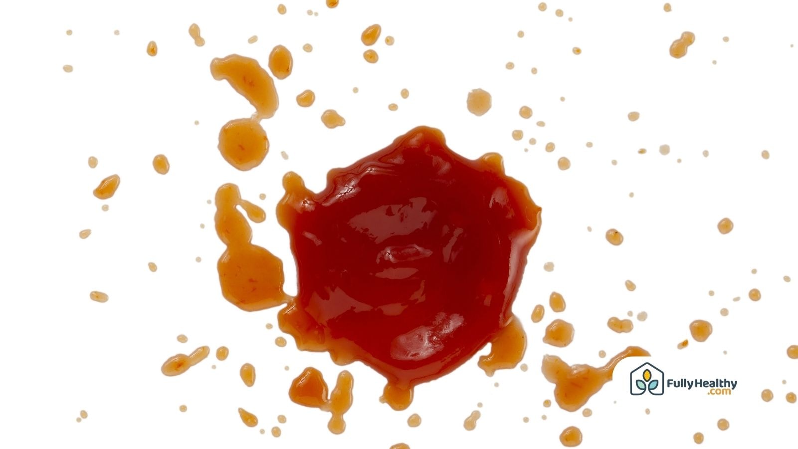 Sauce stain splatter on white background for cleaning reference