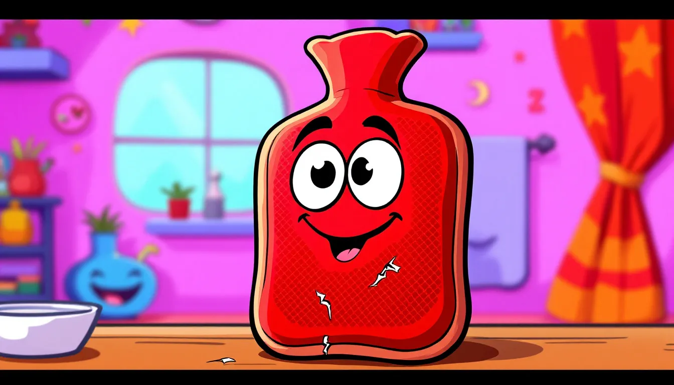 Signs of wear and tear on a hot water bottle.