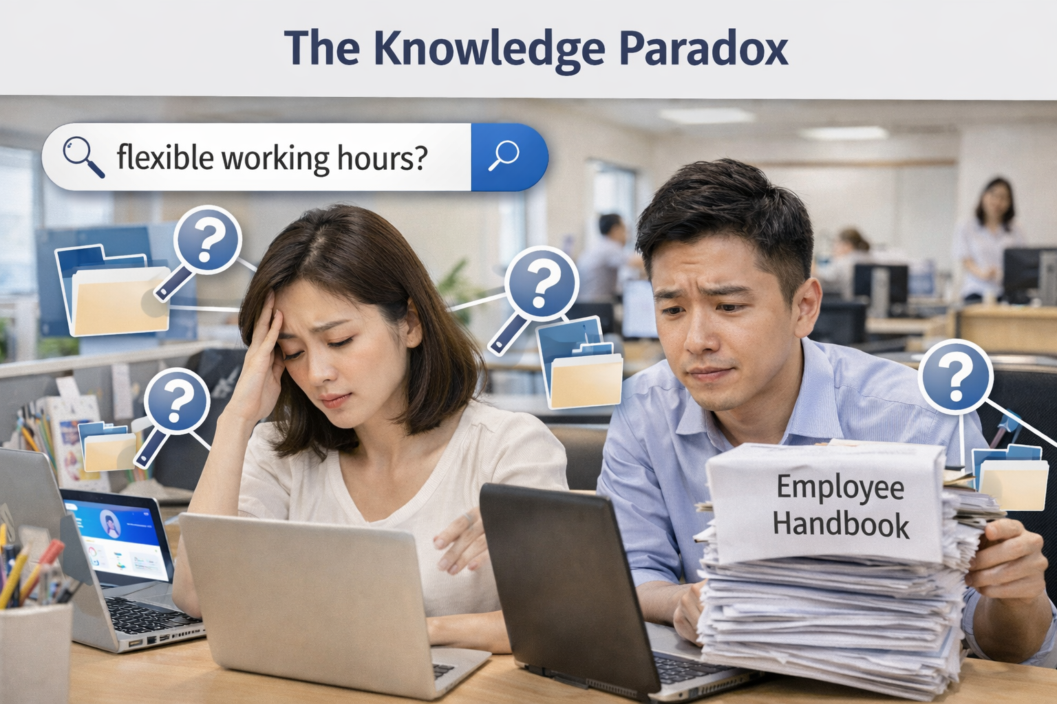 Your organization’s knowledge is often buried in old docs, legacy systems, and data silos, making relevant knowledge hard to access across everyday workflows.