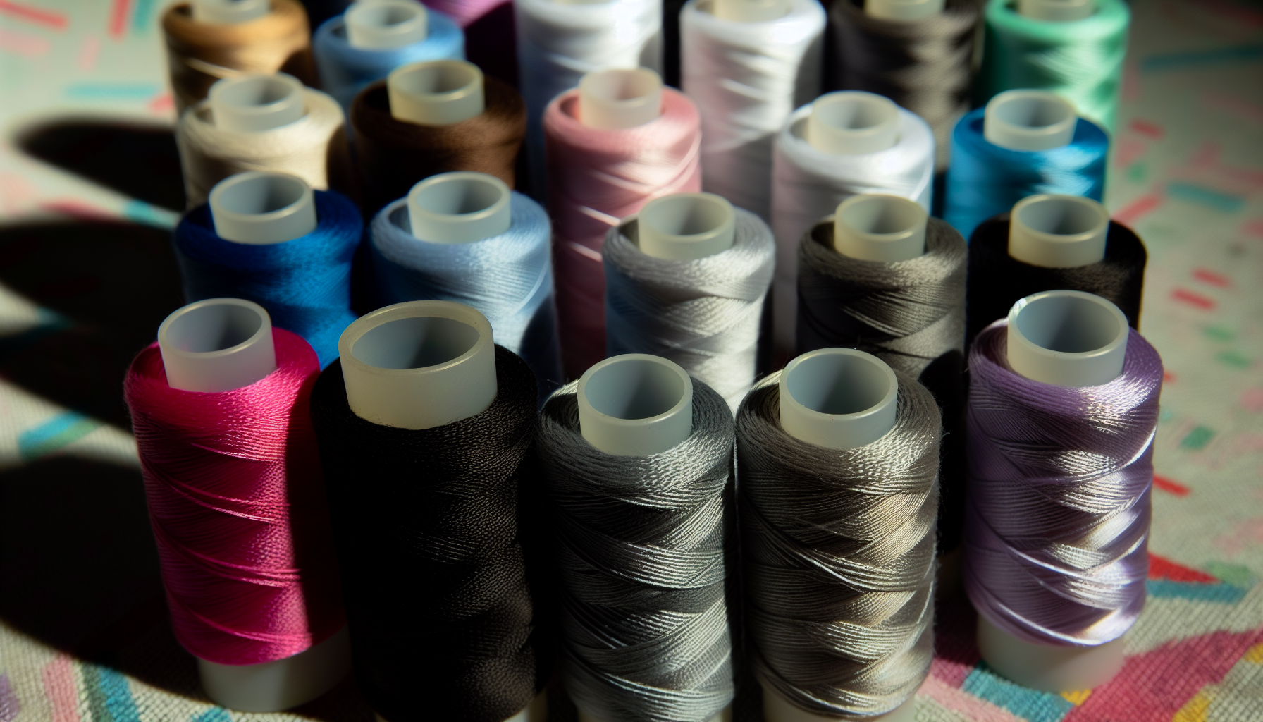 Various types of sewing threads