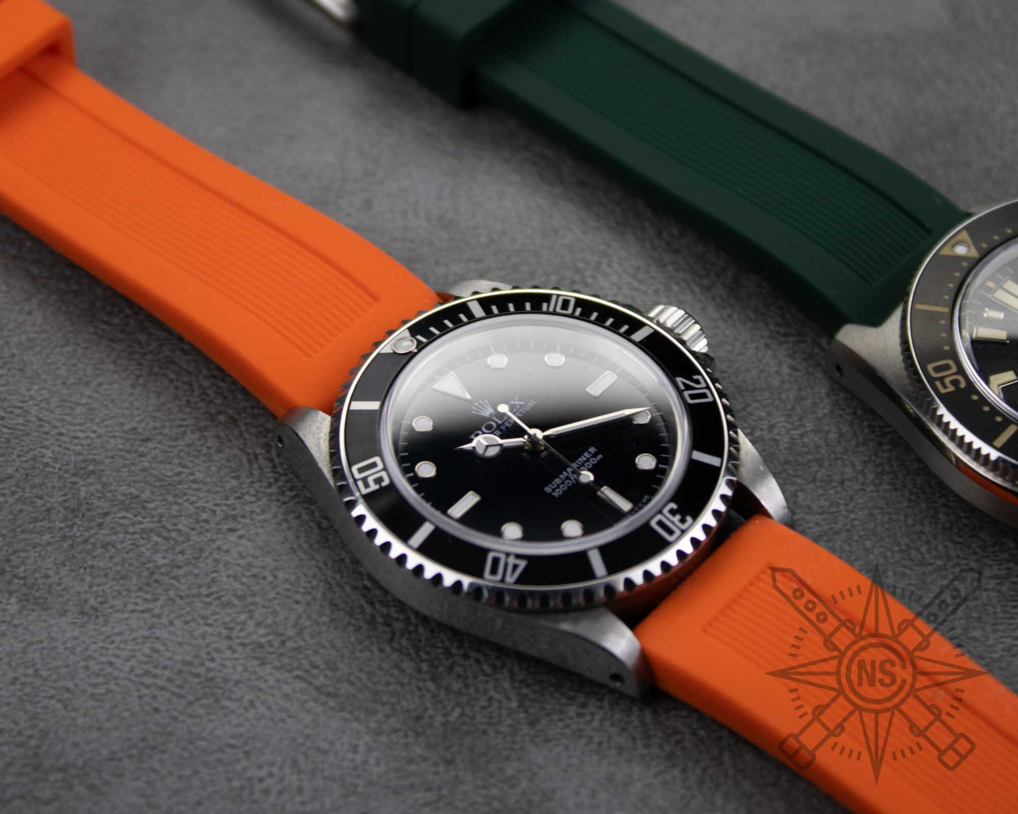 Orange silicone watch band