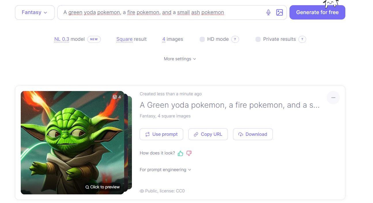 Green yoda with fire flames pokemon