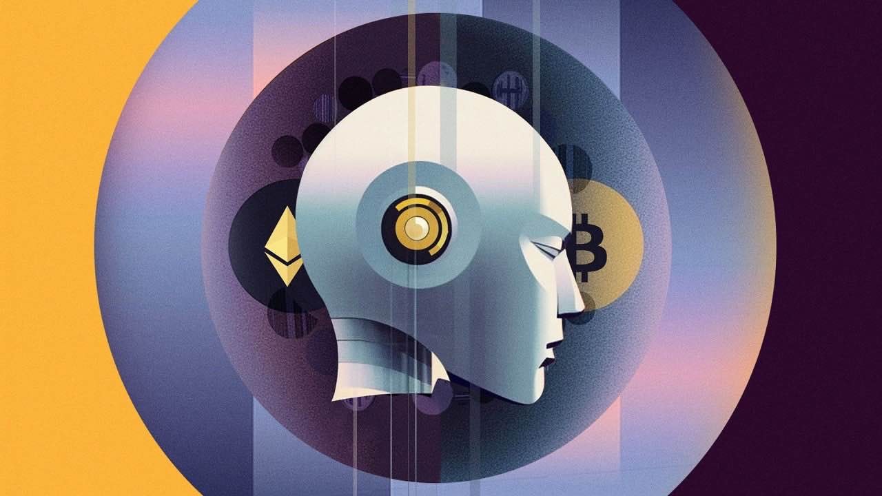 A futuristic illustration of AI and cryptocurrency integration