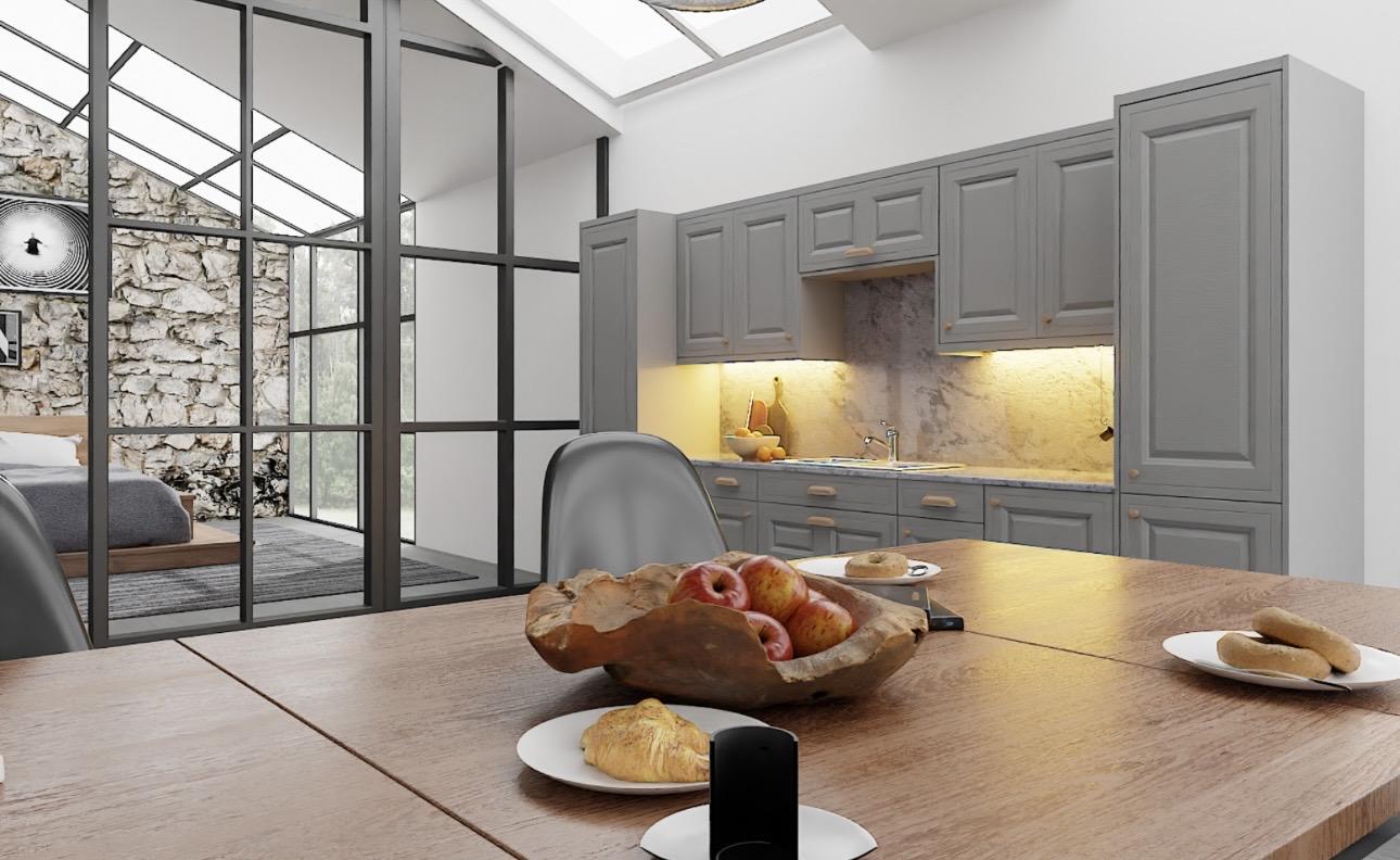 Mock Inframe Dust Grey Kitchen Door