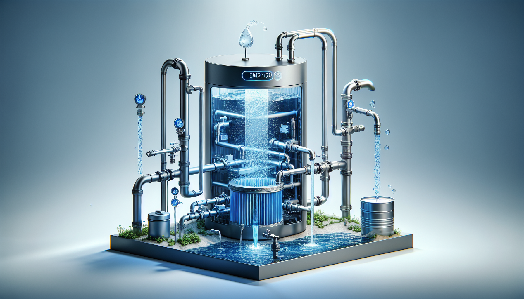 Illustration of high flow rate water filtration system