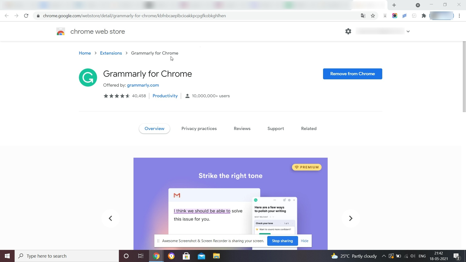 Grammarly Browser Extension For Google Chrome
