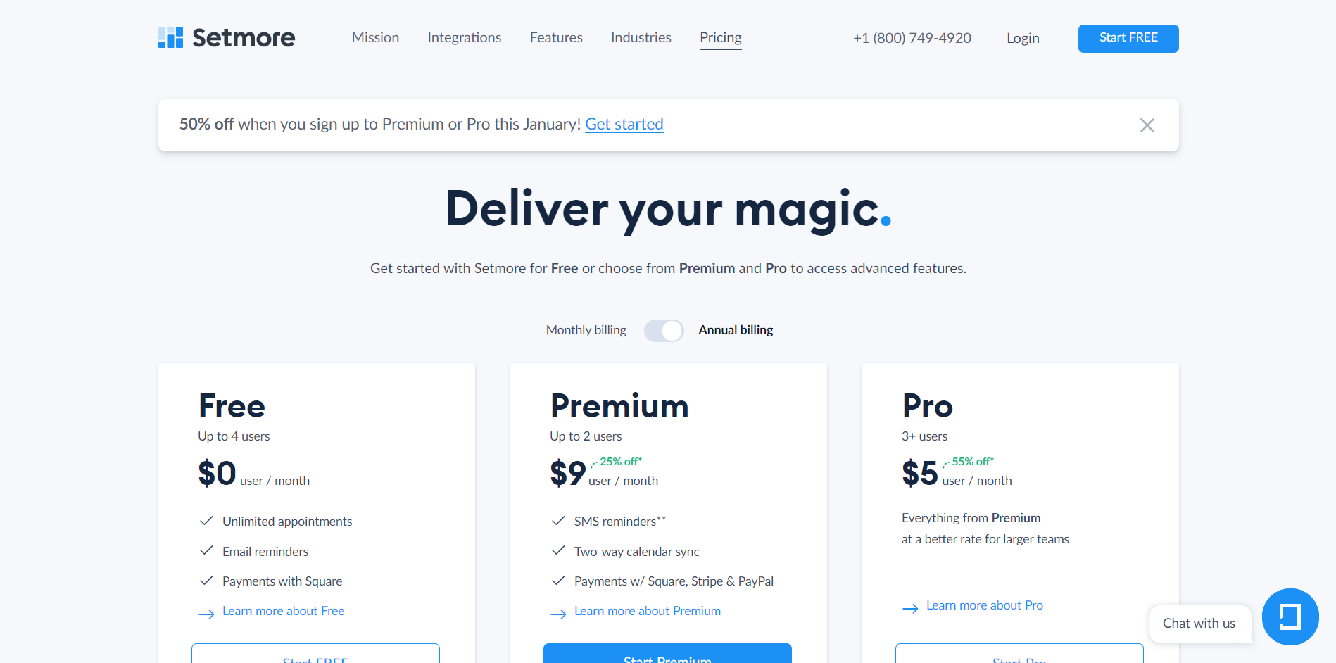 Setmore Pricing Page