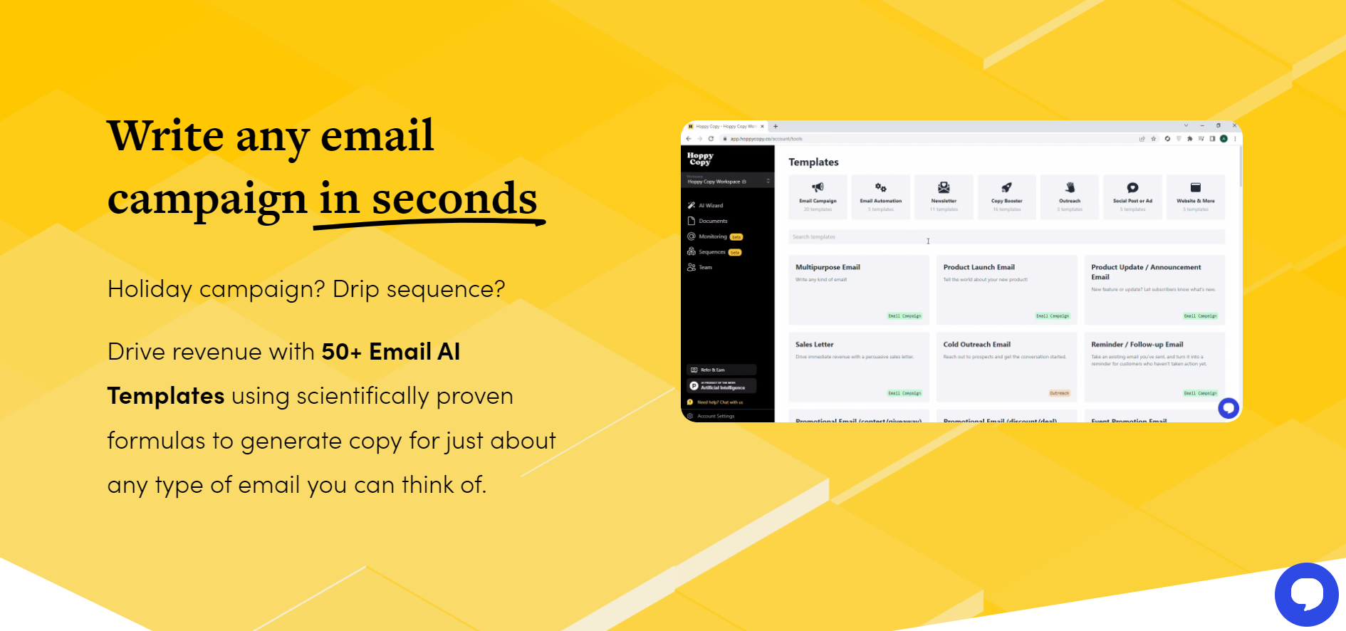 Landing Page - Write any email campaign in seconds