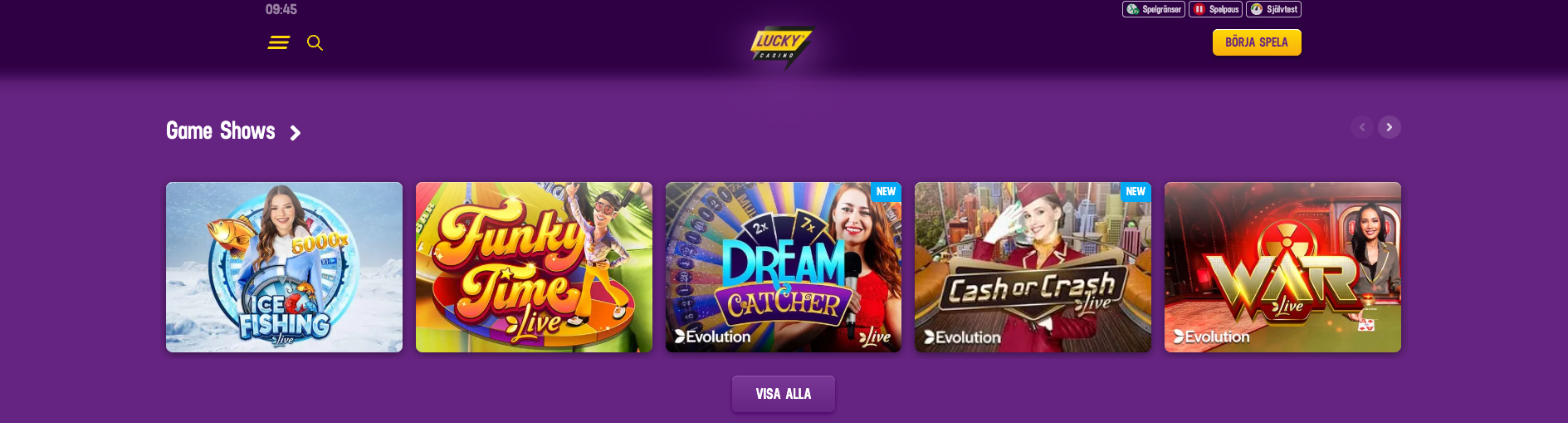 lucky casino spelshower