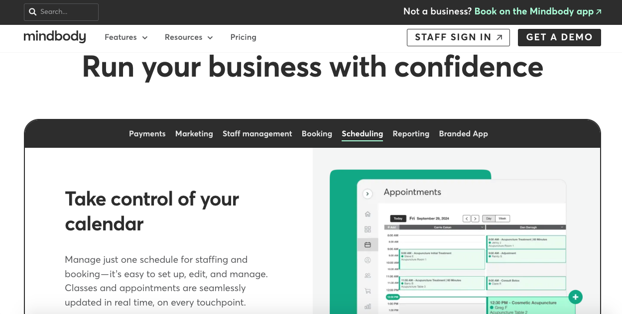 MindBody Homepage