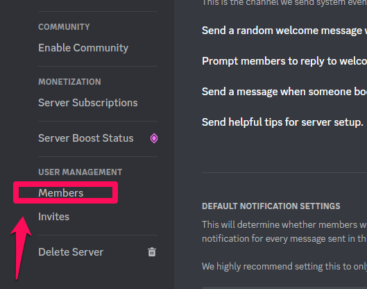 Image showing how to access server members