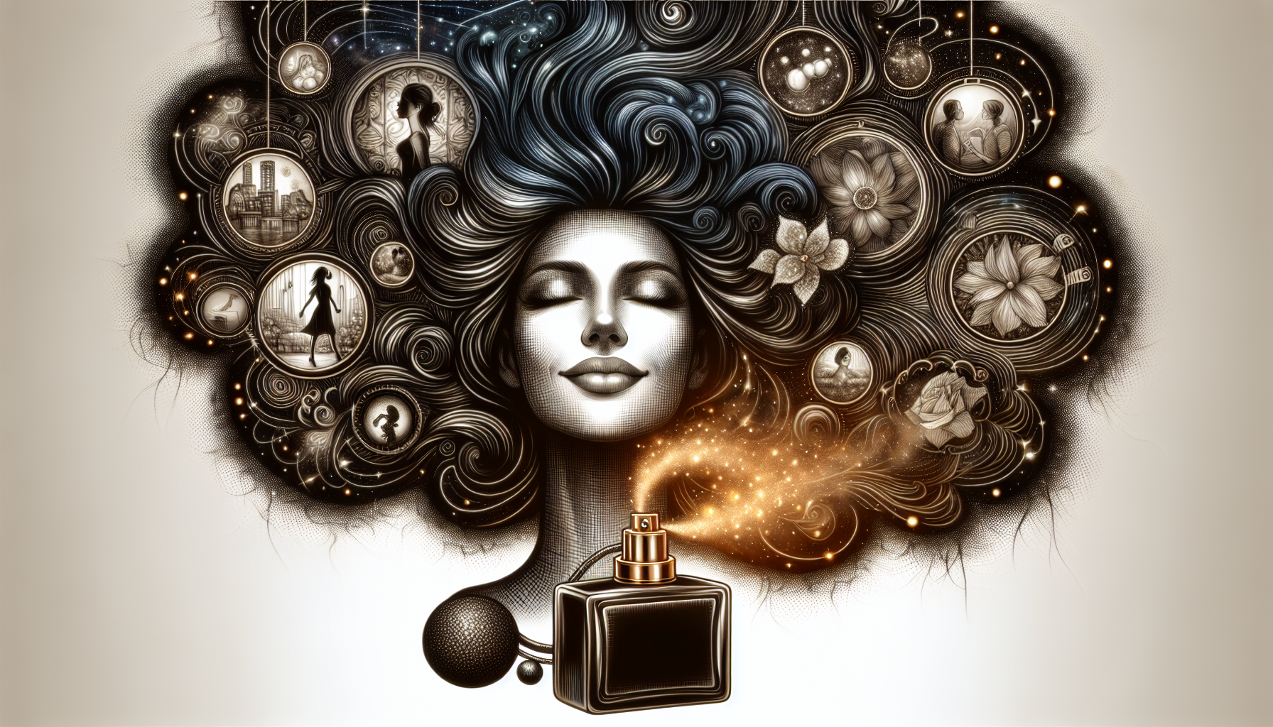 Illustration of a person experiencing the captivating aroma of Black Opium