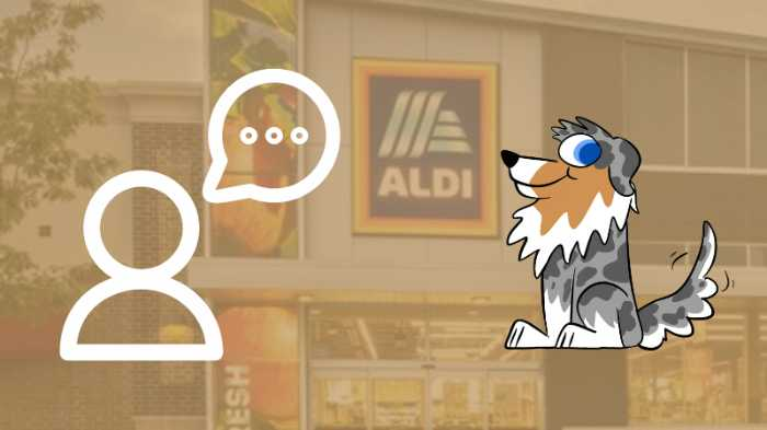 Image shows a graphic with a person saying something and our cartoon mascot dog beside it. 