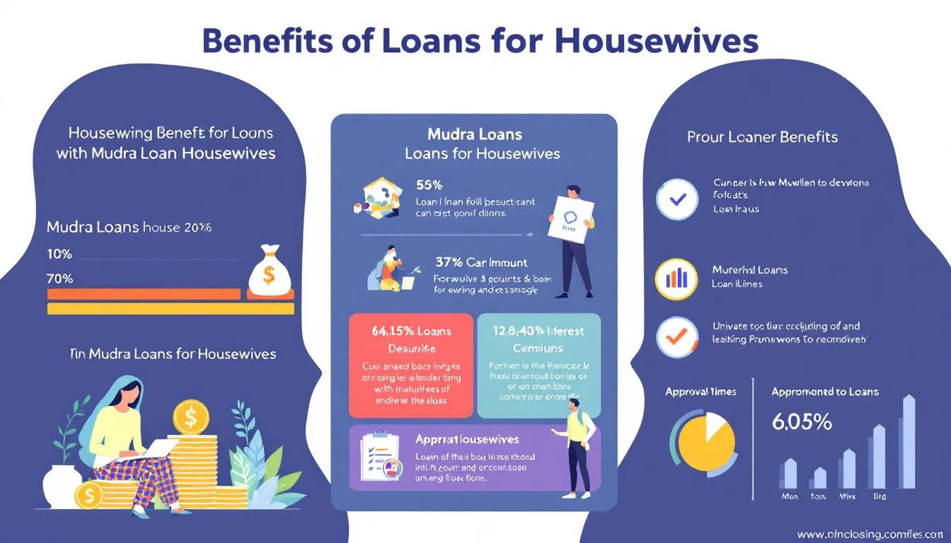 An infographic showing the benefits of mudra loans for housewives.