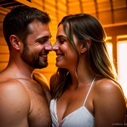 Image of a happy couple after choosing small outdoor saunas from Airpuria.