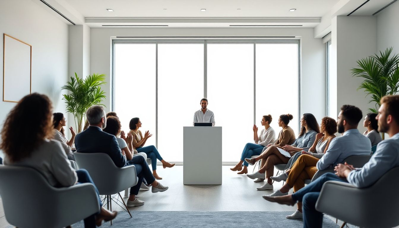 A support group meeting for addiction recovery.