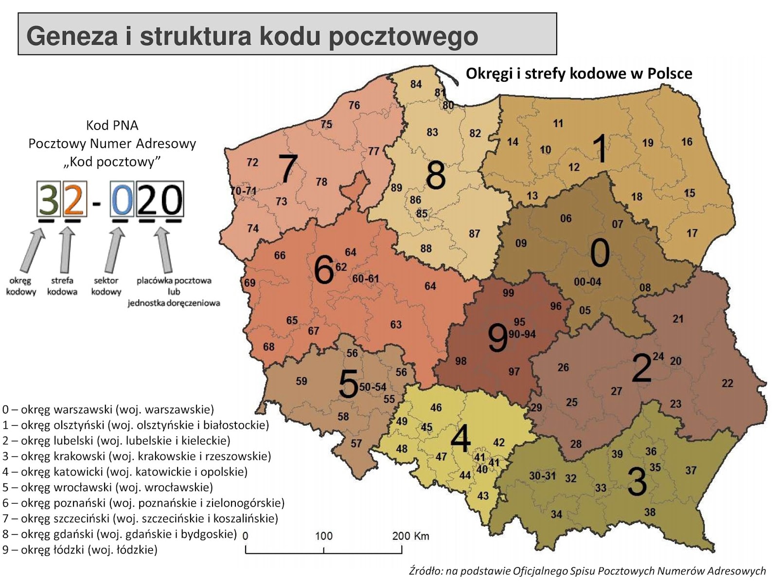 Mapa kodów pocztowych w Polsce