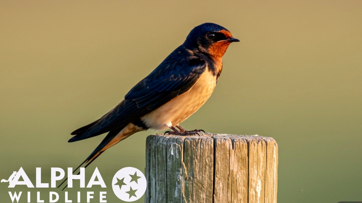 Barn Swallow bird on a fence post