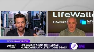 Nijel Pack signed an $800,000 NIL brand deal with Life Wallet. Screenshot credit: Yahoo! finance YouTube channel.