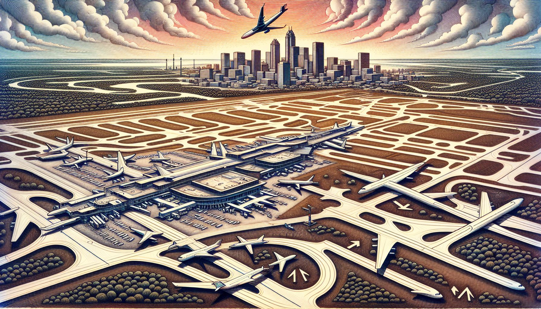 An illustration showcasing popular airports in Houston for flights to San Francisco.