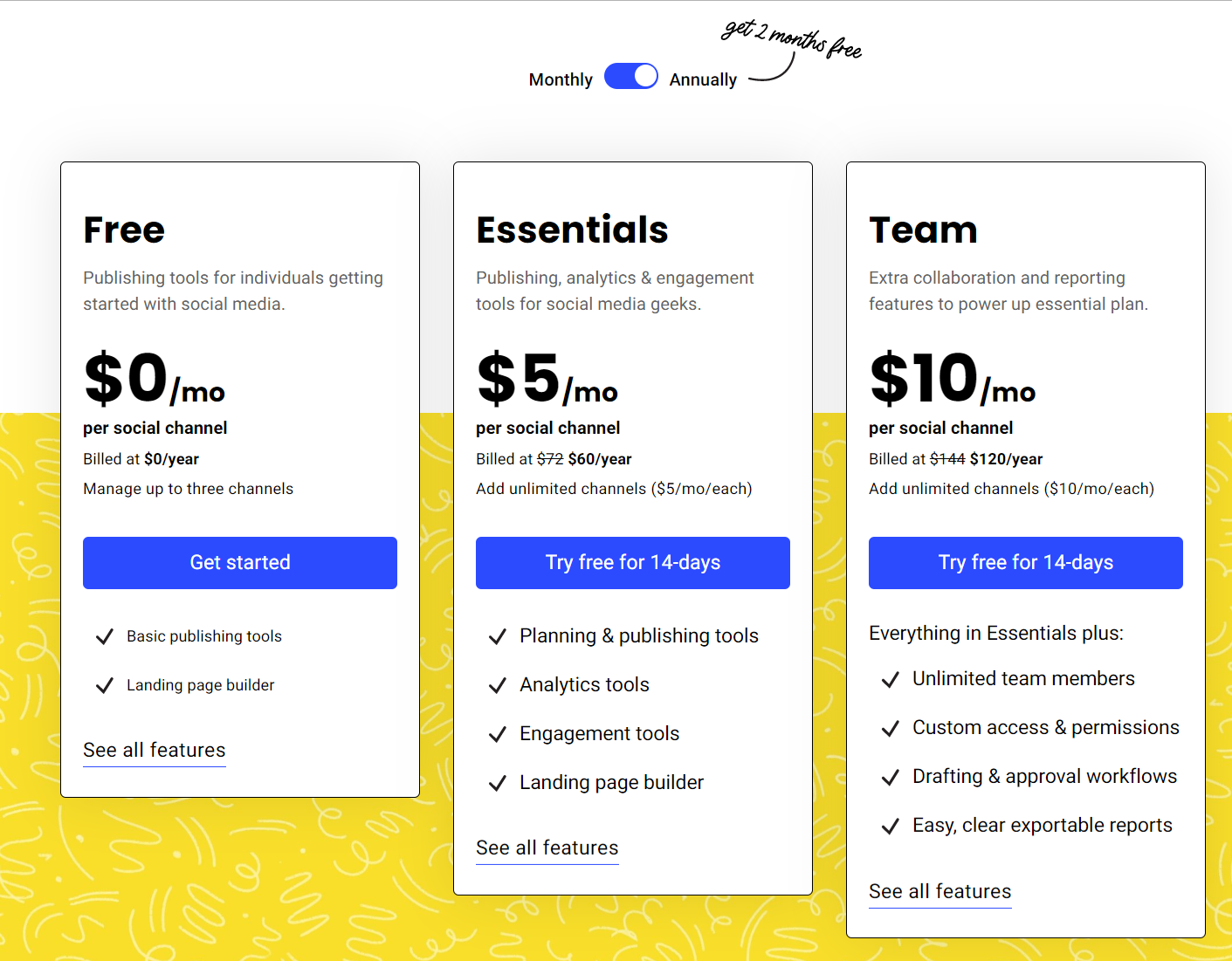 Buffer pricing page