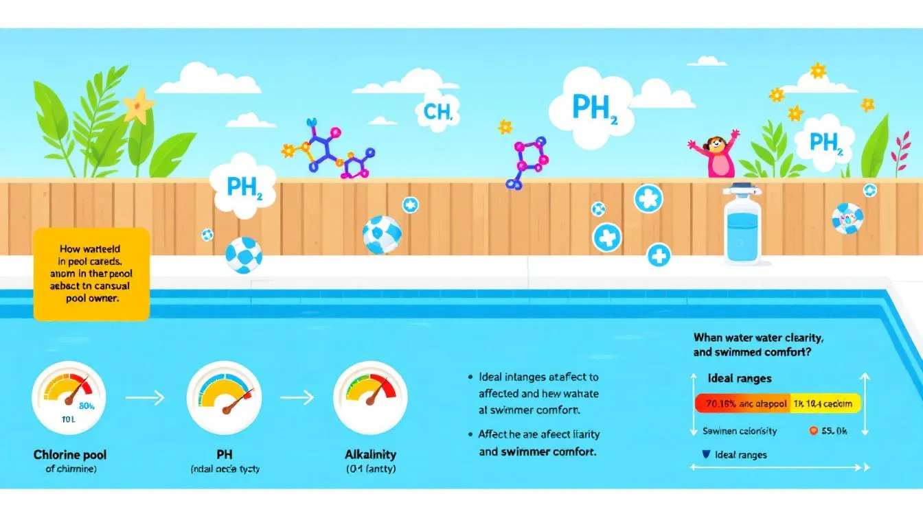 An overview of swimming pool water chemistry, illustrating the importance of maintaining proper chemical balance for pool owners.