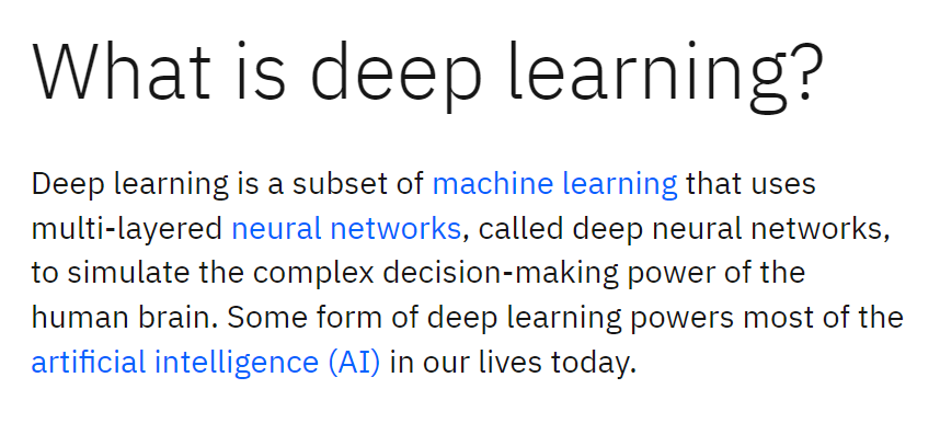 Definition of deep learning.