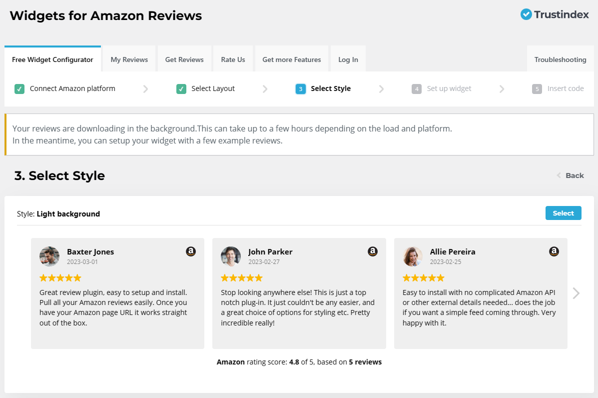 amazon review widget style