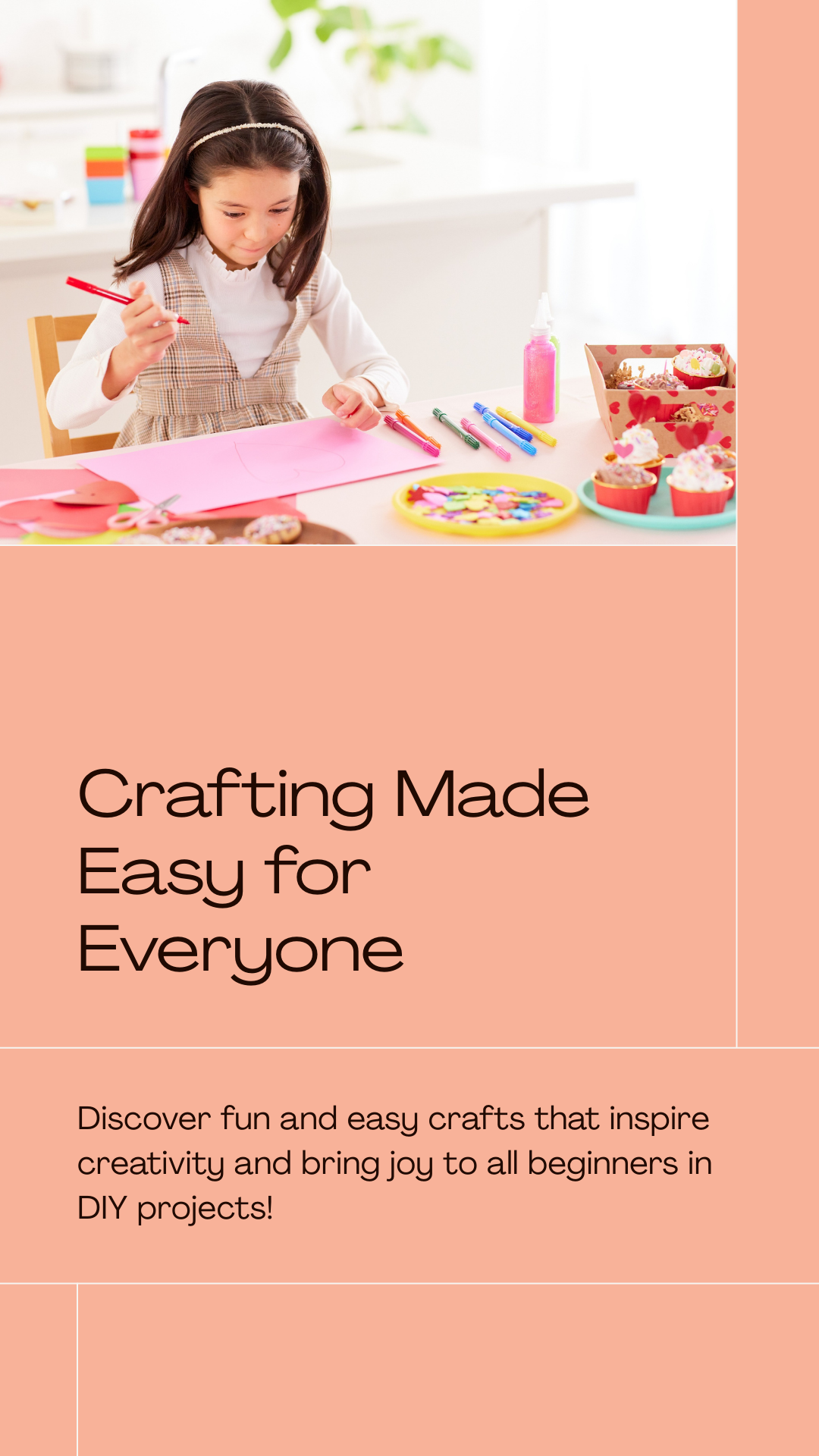 “Feminine DIY blog header with colorful stickers and crafting icons for beginner-friendly projects”