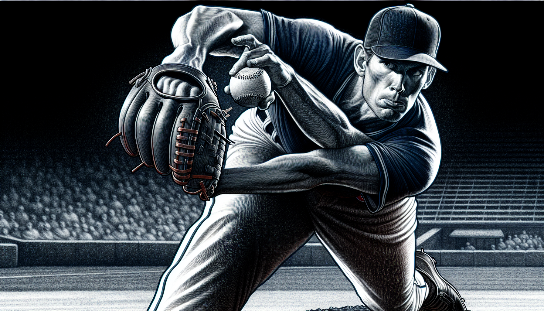 Illustration of a baseball pitcher in action
