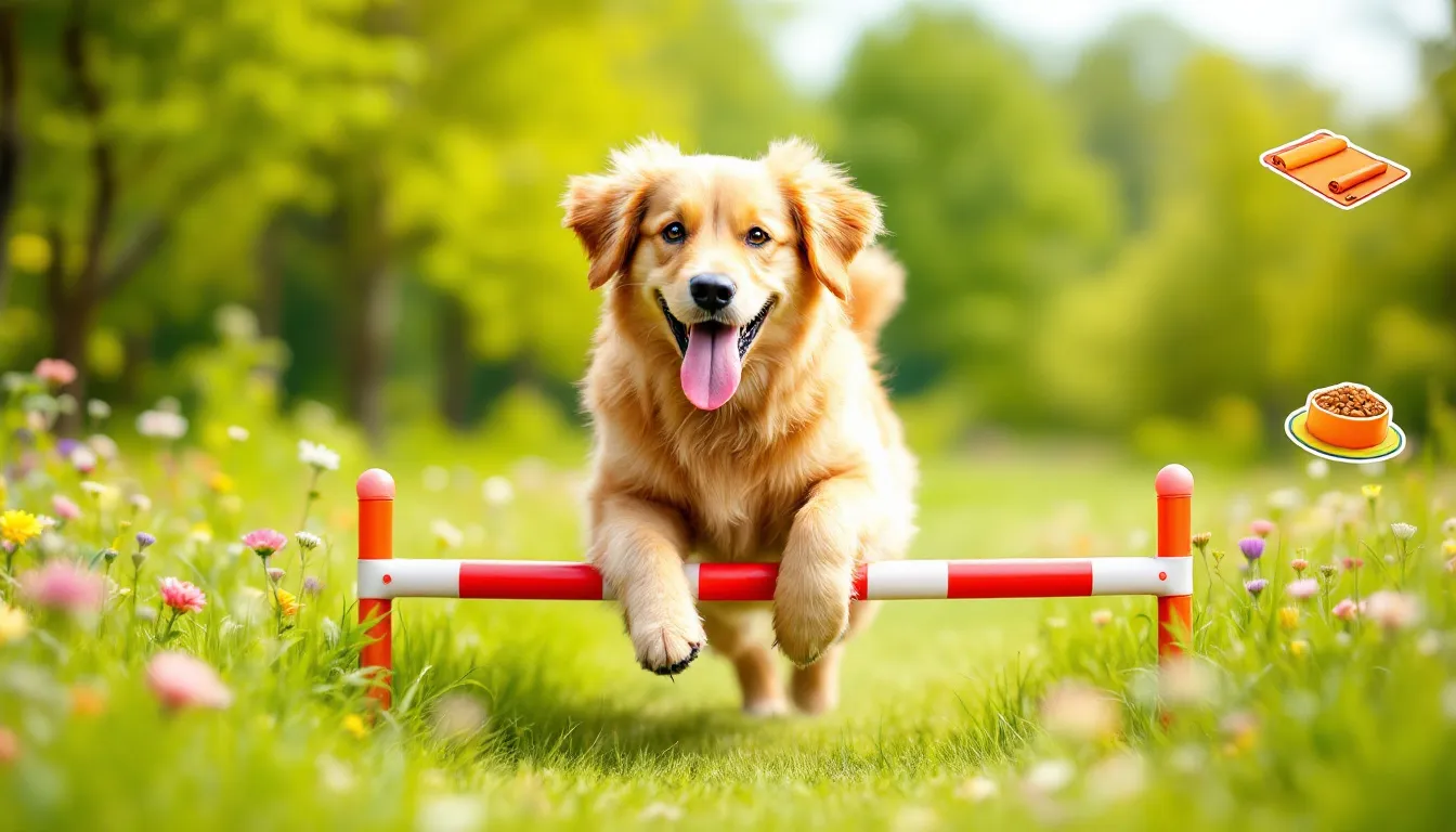 A playful dog engaging in a fun exercise routine outdoors, showcasing the importance of regular exercise in keeping your pet healthy.