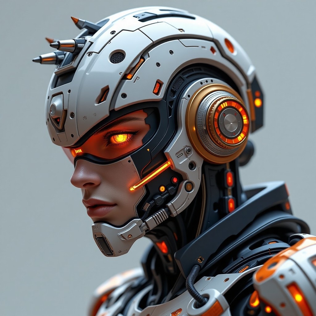 Futuristic cyborg hero