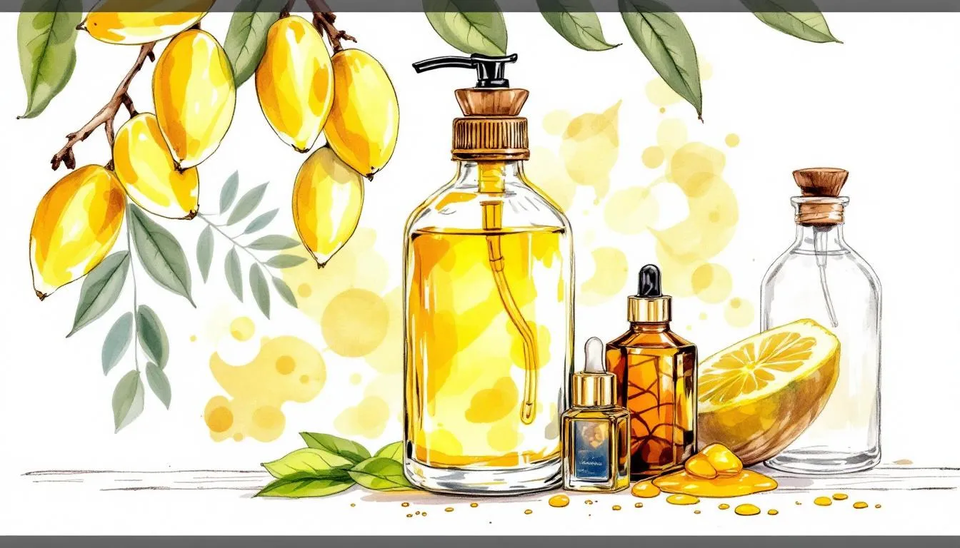 A bottle of batana oil among various other hair oils, showcasing its unique color and texture.