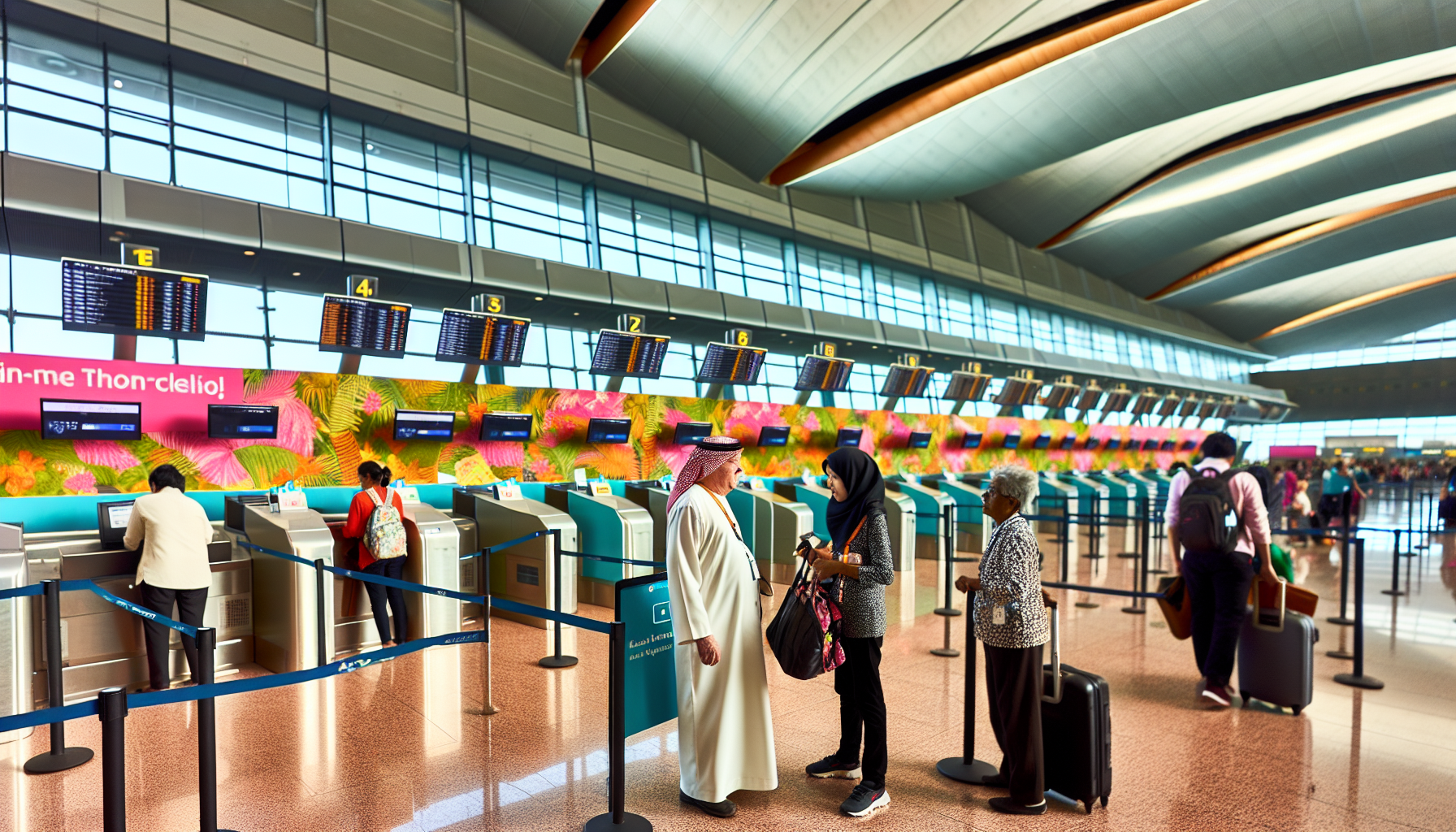 Hawaiian Airlines check-in area at JFK Airport Terminal 4