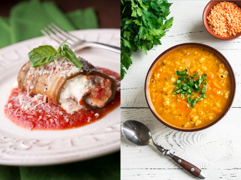 Eggplant Rollatini with Lentil Salad