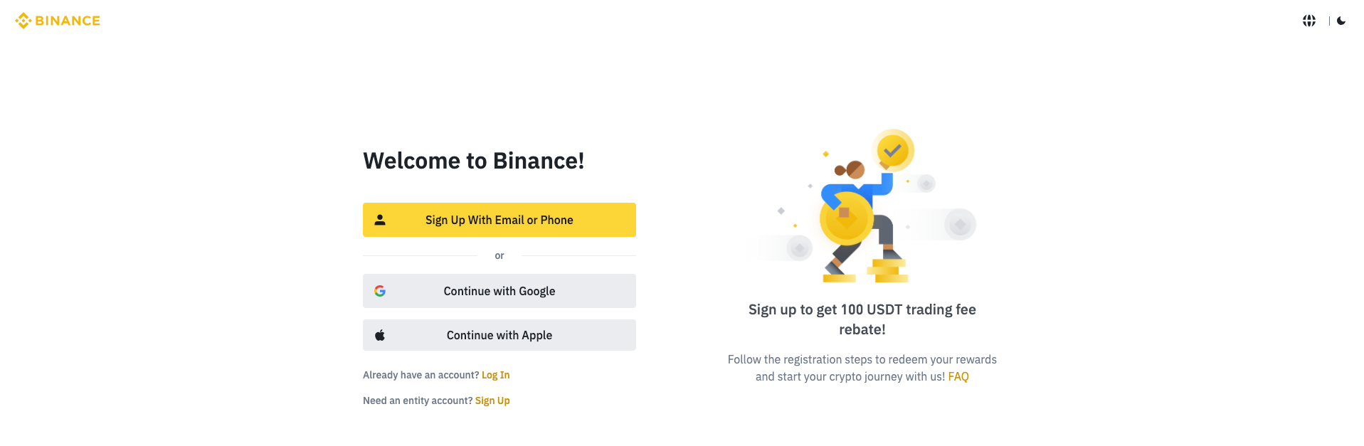 Binance Register Page