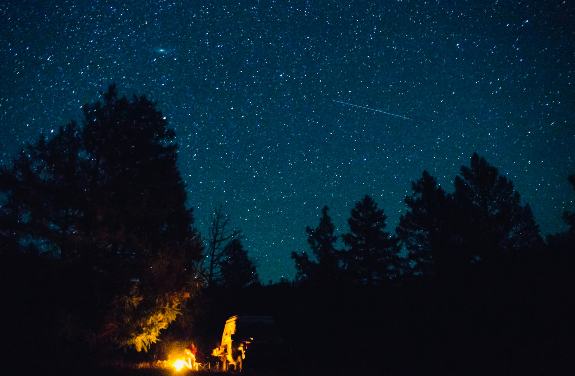 A star-filled sky illuminates the peaceful winter camp in Mongolia’s wilderness.