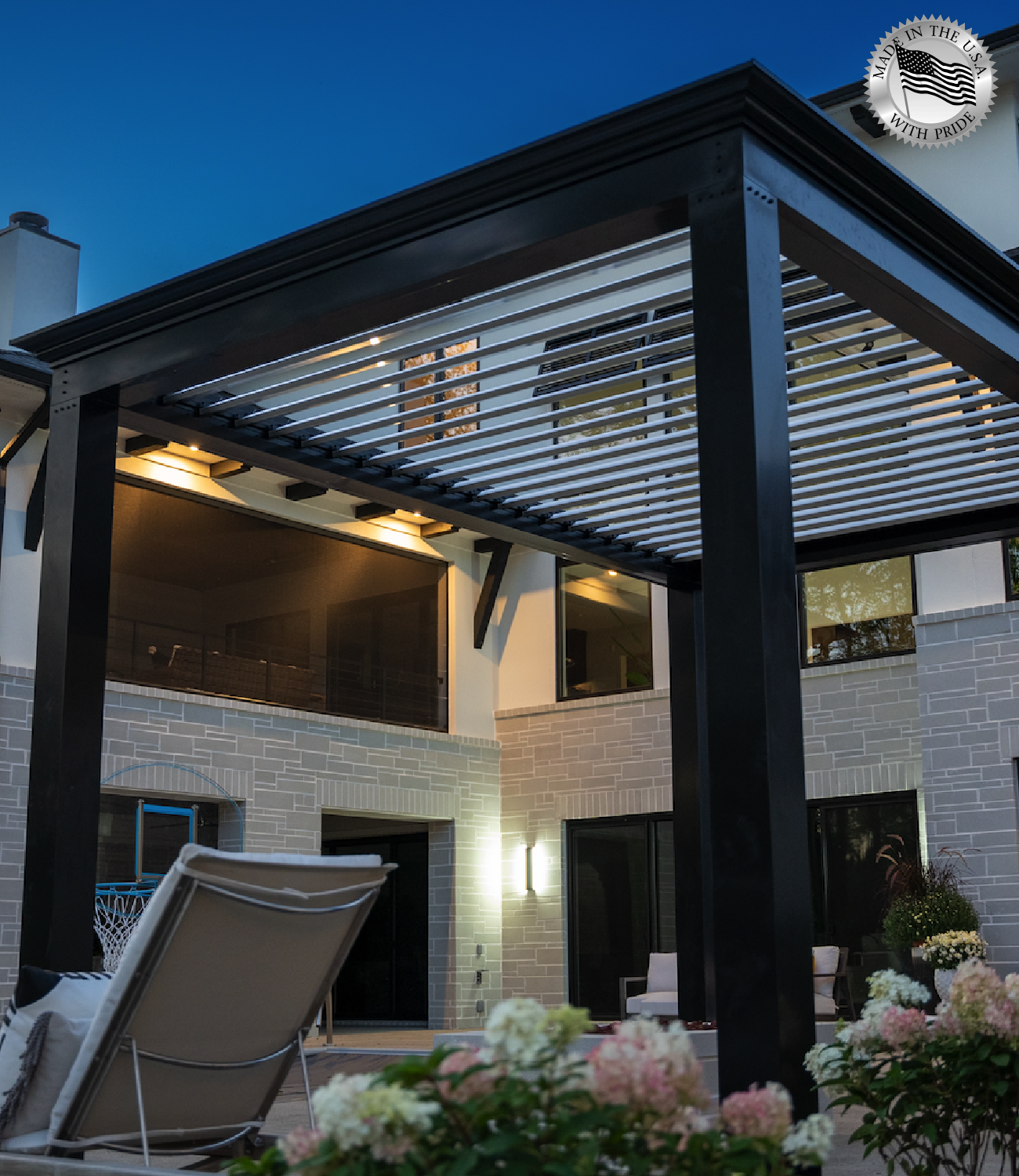 Pool House Made From Black Pergola