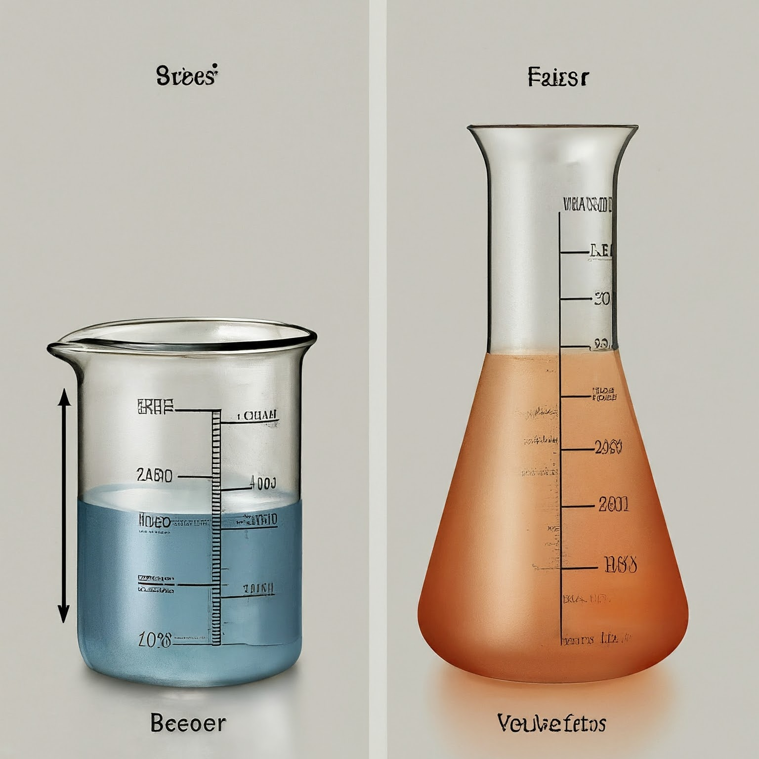 Illustration of comparison between beaker and volumetric flask measurements