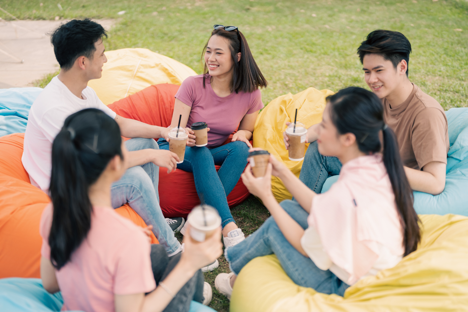 A group of Filipino friends at the park.