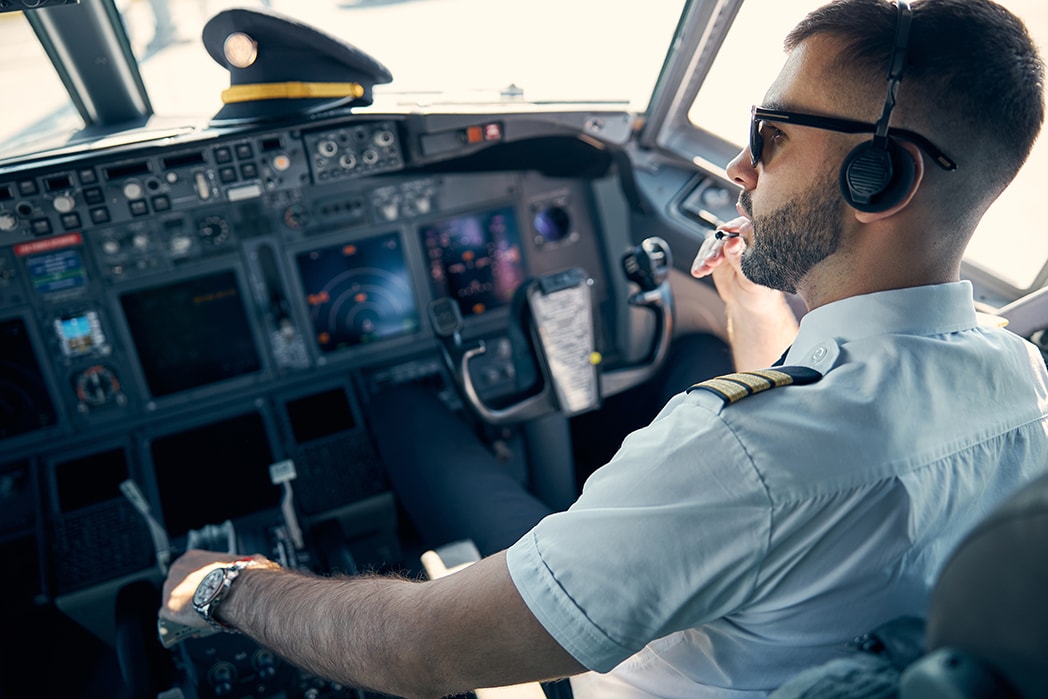 A successful commercial pilot in uniform