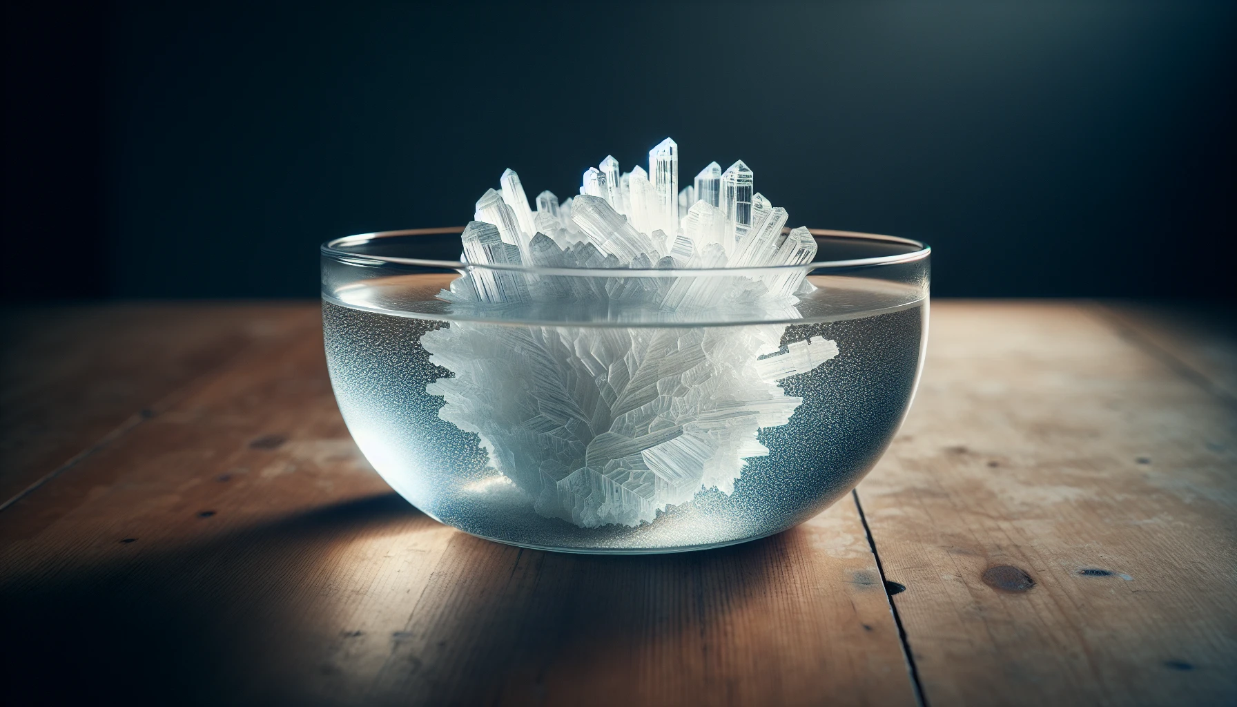 Selenite crystal submerged in water