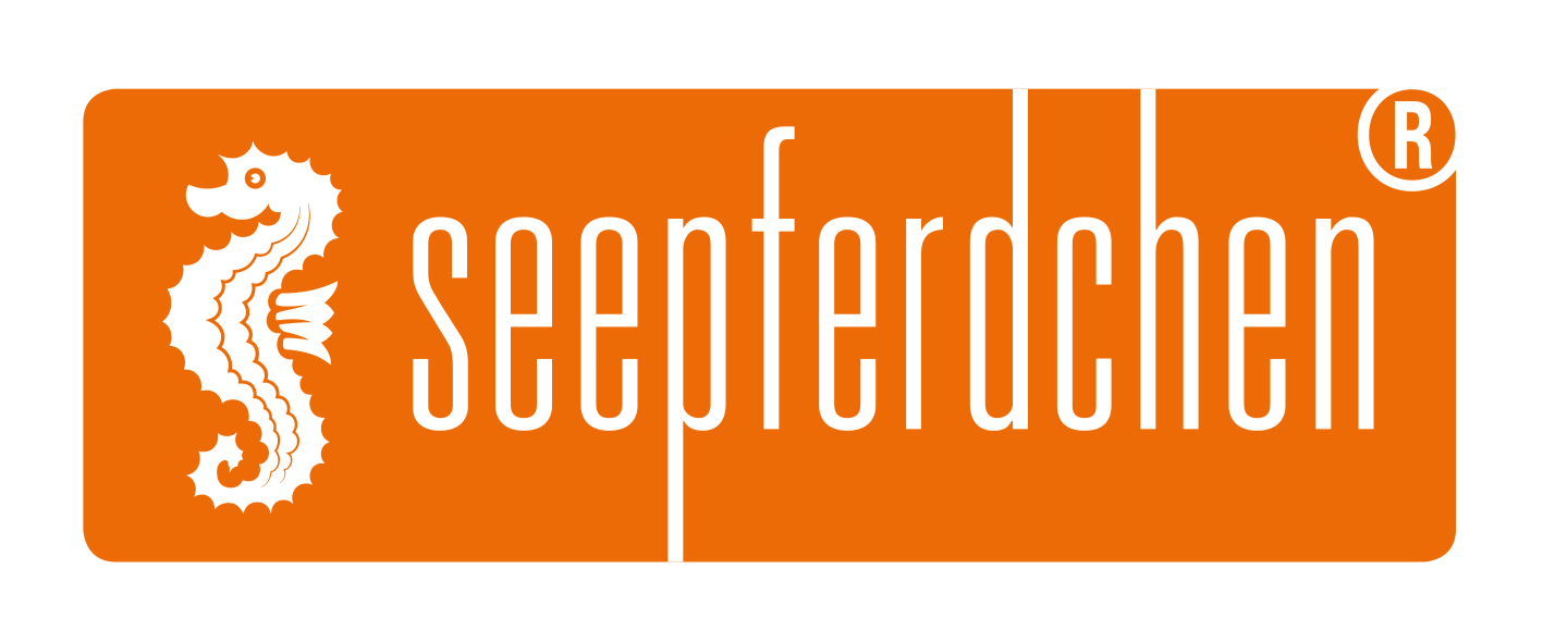 logo der marke seepferdchen, eine marke die schwimmabzeichen für die seepferdchen prüfung herstellt